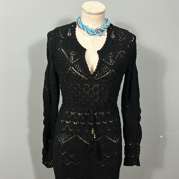 Etcetera Cotton Crochet Black Midi Dress size M - EUC - Picture 3 of 17